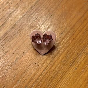 Elegant Pink Heart Stud Earrings